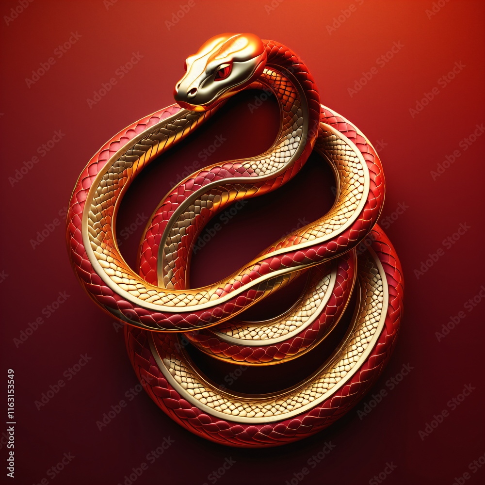 Snake-Inspired Gordian Knot Abstract Art: Metallic Gradient Textures, Elegant Loops, Red and Gold Highlights, Glowing Lighting for Chinese New Year and Surreal Cultural Art, Minimalist Yet Detailed De Snake-Inspired Gordian Knot Abstract Art: Metallic Gradient Textures, Elegant Loops, Red and Gold Highlights, Glowing Lighting for Chinese New Year and Surreal Cultural Art, Minimalist Yet Detailed De