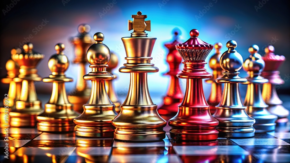 Chess Strategy, Tactical Chess Pieces, Cerebral Game, Vibrant Board Chess Strategy, Tactical Chess Pieces, Cerebral Game, Vibrant Board