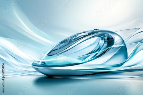 A clean illustration of a steam iron with soft, curved lines and a wisp of steam floating upward