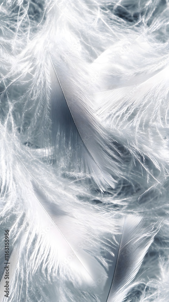 Obraz premium Close-up Photograph of Overlapping Light Grey Feathers