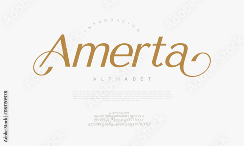 Amerta typography beauty fashion elegant minimalist serif italic fonts decorative wedding vintage retro logos. Minimal luxury font alphabet logo. Vector illustration