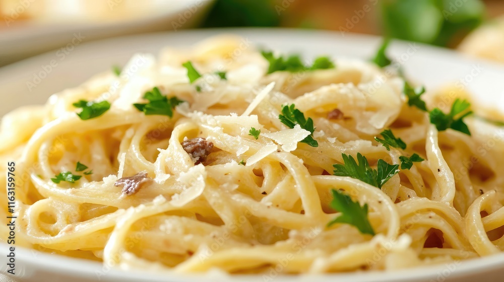 Creamy Pasta Dish with Fresh Herb Garnish and Cheese Toppings Creamy Pasta Dish with Fresh Herb Garnish and Cheese Toppings