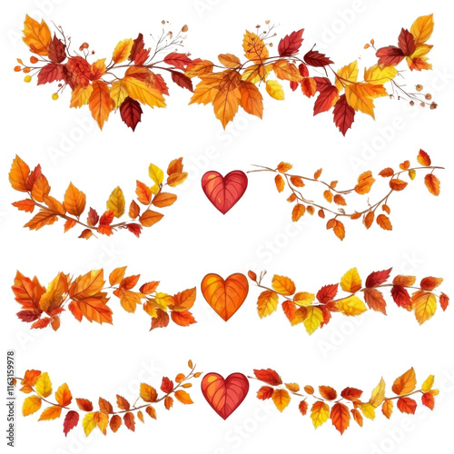 Wallpaper Mural A set of four different colored leaves with a heart in the middle Torontodigital.ca
