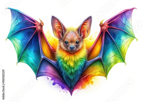 Multicolor Bat Spectral Artistic Wildlife Prints -  Space Transformation photo