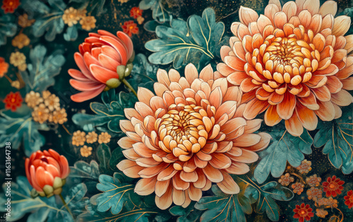 Vintage floral texture art background