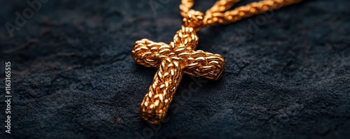 Capture the essence of faith with this beautiful lucky charm symbol, a golden cross radiating light, symbolizing belief and happiness Its intricate details and warm golden hue invoke a sense of