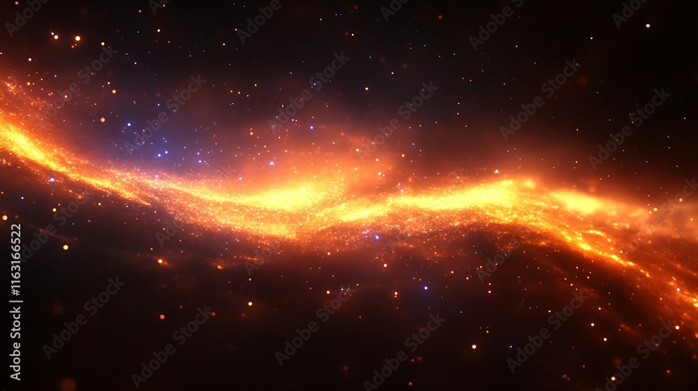 Fototapeta premium Fiery Cosmic Stream Across Dark Nebula