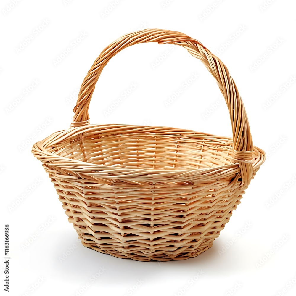 Fototapeta premium One empty market basket on white background