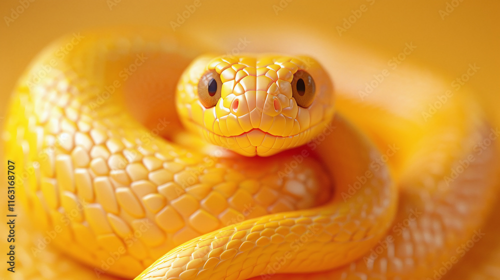 Fototapeta premium 3D animal snake, indoor solid color background