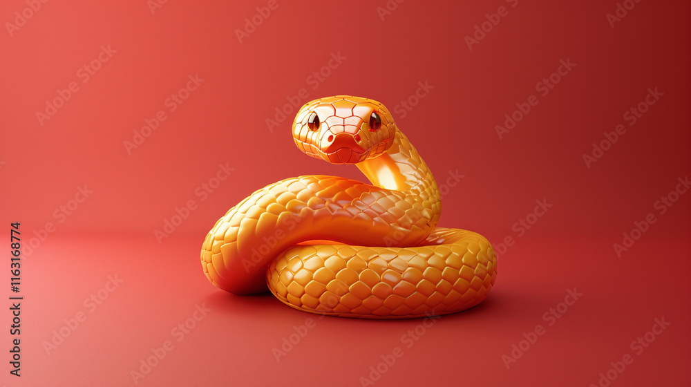 Fototapeta premium 3D animal snake, indoor solid color background