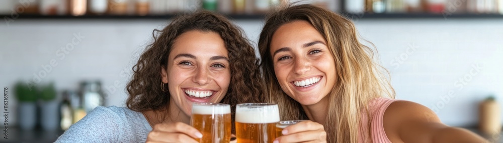 Join the fun at a cheerful pub celebration, where friends toast to good times at a lively event, filled with laughter and clinking glasses, and the warm ambiance of a social gathering These two happy