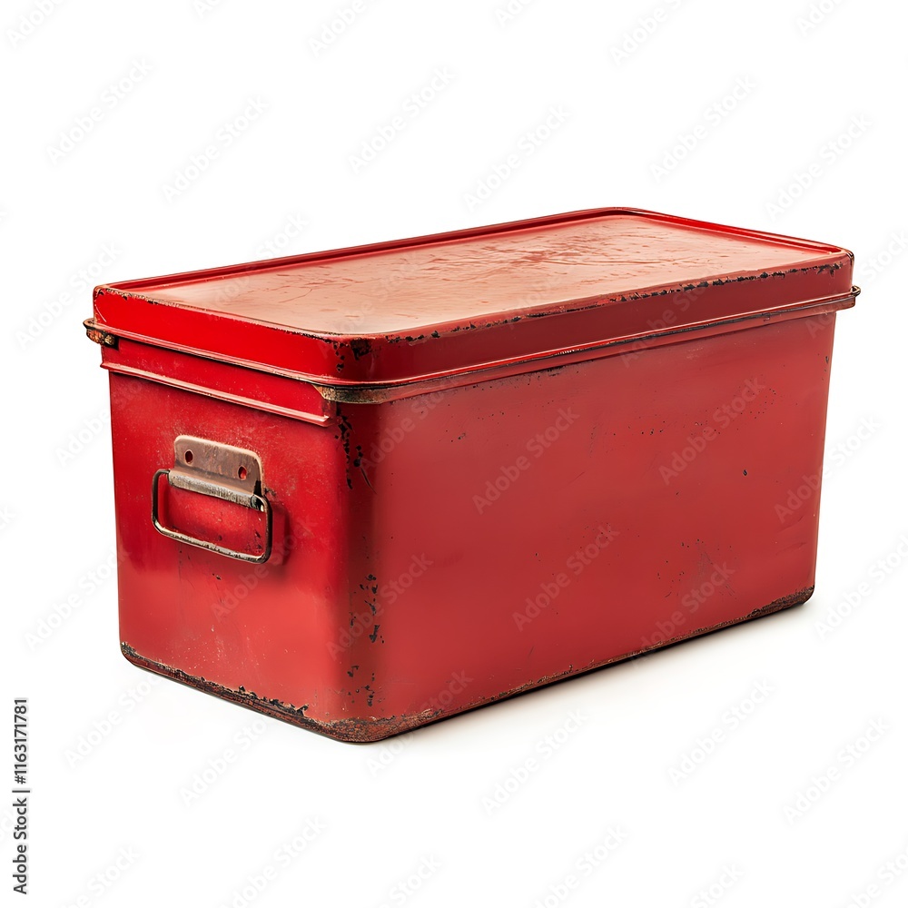 Red metal container isolated on white background Red metal container isolated on white background