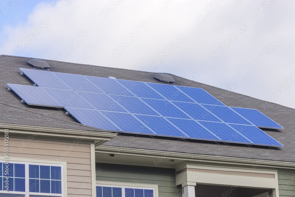 solar panel installed on the apartment roof solar panel installed on the apartment roof