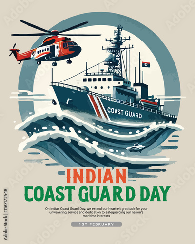 Indian Coast Guard Day with Bhartiya Tatrakshak Divas social media post banner template
