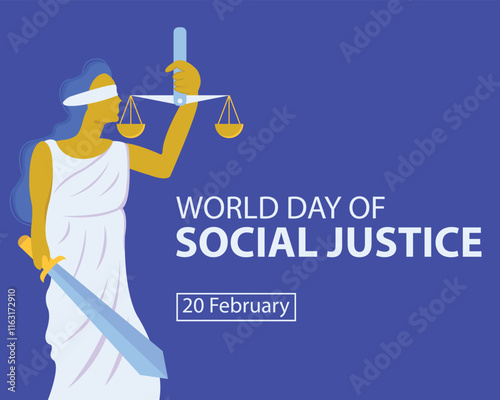 illustration vector graphic of goddess themis with closed eyes, perfect for international day, world day of social justice, celebrate, greeting card, etc.