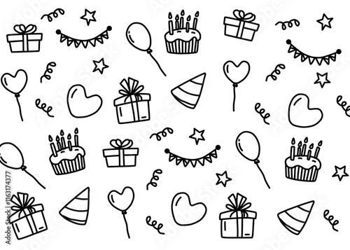 seamless pattern with birthday icons