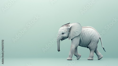 A Baby Elephant's Gentle Stroll: A Digital Artwork photo