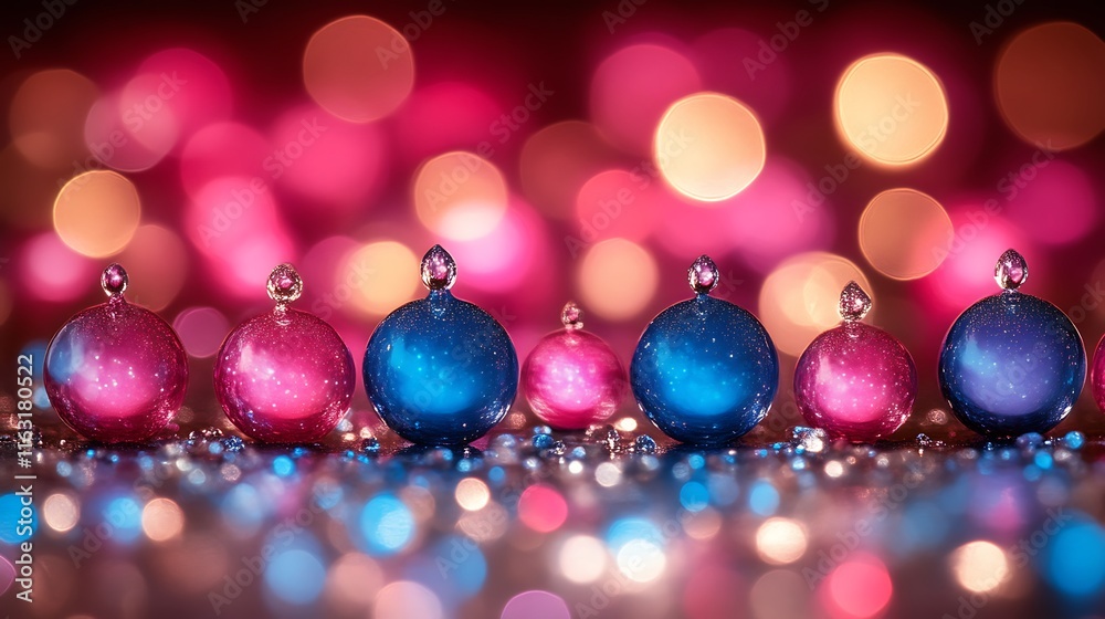 Festive Glass Ornaments Reflecting Lights Festive Glass Ornaments Reflecting Lights