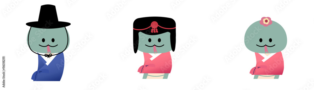 Lunar New Year 2025 Year of the Snake vector illustration a cute snake dressed in traditional Korean Hanbok green set Lunar New Year 2025 Year of the Snake vector illustration a cute snake dressed in traditional Korean Hanbok green set