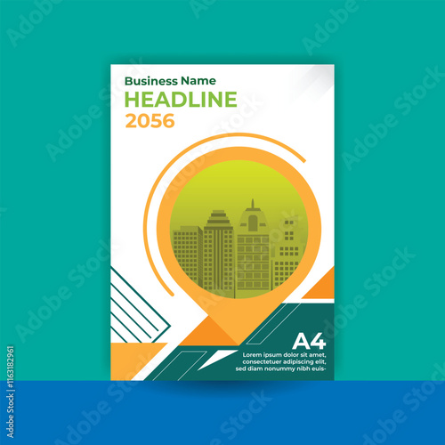 annual report cover design, promotion template, marketing kit, flayer design, pamphlet, bauhaus, modern cover design, geometric, financial report cover