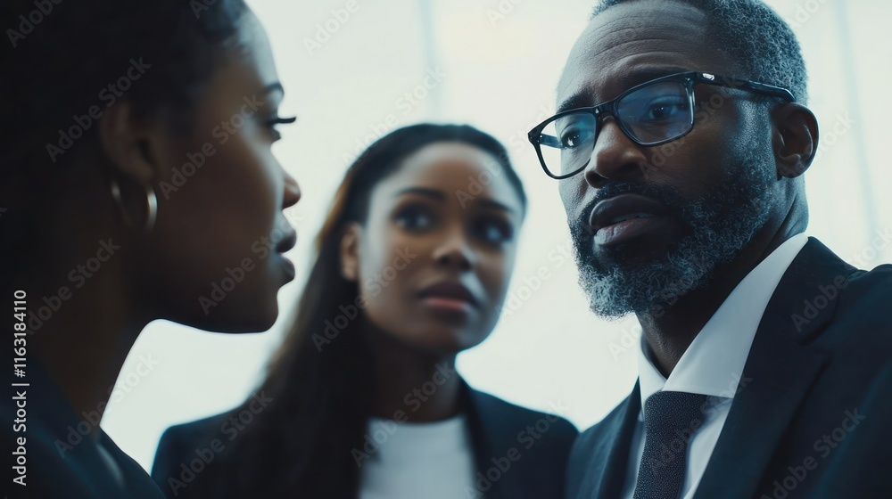 A group of diverse coworkers brainstorming in a modern office space A group of diverse coworkers brainstorming in a modern office space