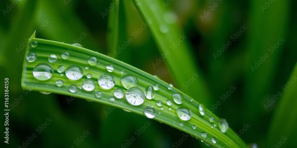 A close-up photo of a fresh green leaf adorned with glistening water droplets, leaf, macro A close-up photo of a fresh green leaf adorned with glistening water droplets, leaf, macro