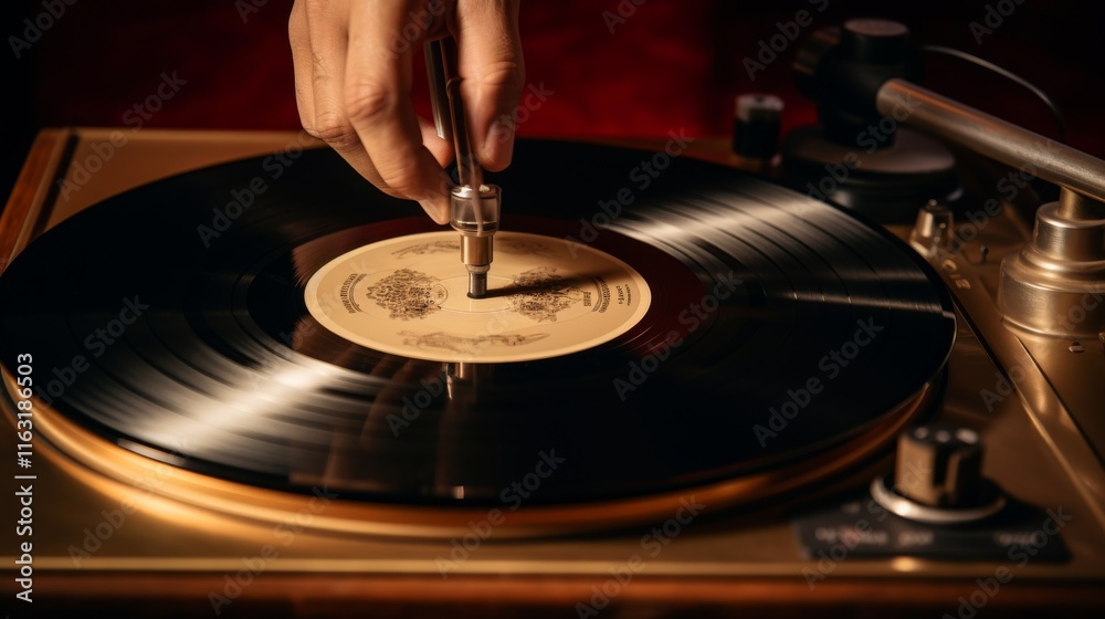Obraz premium Vinyl Record on Vintage Turntable
