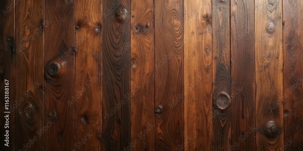Rustic Wooden Plank Wall Texture: A close-up shot of a weathered, dark brown wooden wall composed of planks, showcasing the natural beauty of wood grain and knots. Rustic Wooden Plank Wall Texture: A close-up shot of a weathered, dark brown wooden wall composed of planks, showcasing the natural beauty of wood grain and knots.