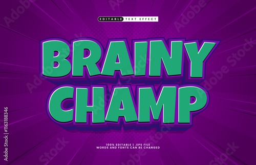 brainy champ editable text effect with a smart and kids text style