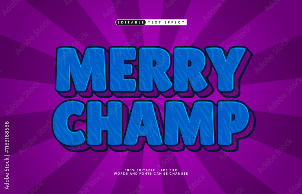 merry champ editable text effect with a play and game text style