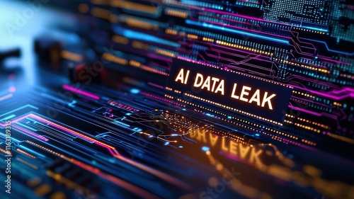AI data leak concept with digital elements