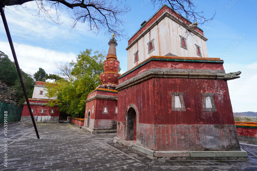 Tibetan architecture in the Four Great Regions of Summer Palace in Beijing.