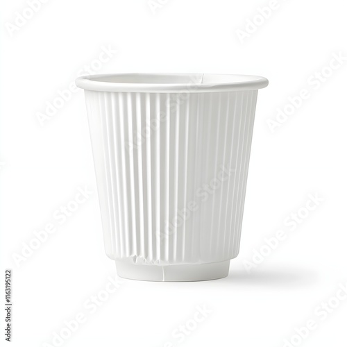 Wallpaper Mural White fluted paper cup, white background, product photography, front view.  Torontodigital.ca