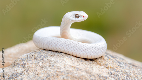 Albino Snake on Rock: A clo...
