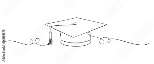 Graduation Mortarboard line art style