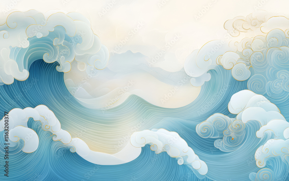 The classical traditional Chinese element wave texture art background The classical traditional Chinese element wave texture art background