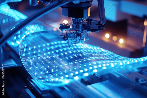 Robotic Arm Assembling Flexible OLED Screens Under Lighting