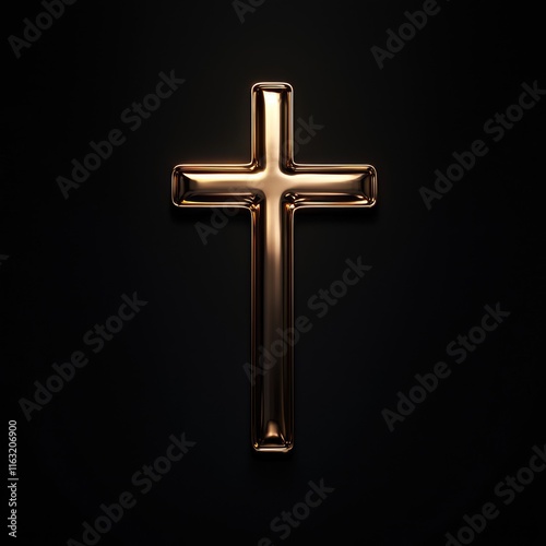 Golden Cross Against Dark Background photo