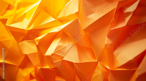 Vibrant orange abstract texture with sharp angles and folds in a modern design