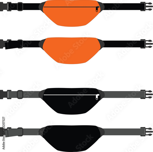 set of black and white waistbag mockup