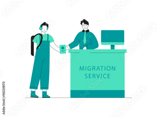 Migration service. Migration illustration. Flat vector illustration