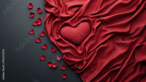 Passionate valentine romance red silk bed & rose petals