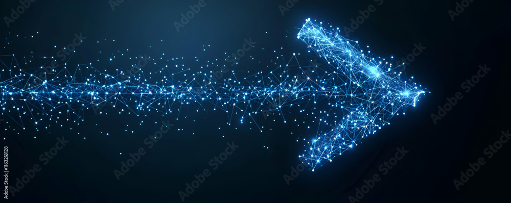Obraz premium Glowing Network Arrow, Digital Connectivity Progressing Swiftly Forward in the Technological Landscape