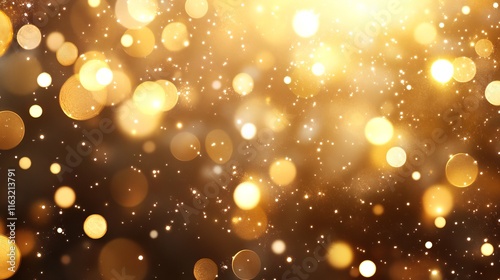 Magical christmas golden lights with bright bokeh glow background photo