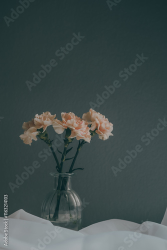 Pink carnation flower in vase