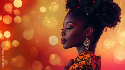 Elegant wishing card and social media background for Black History Month, showcasing dynamic text with warm Pan-African tones and a festive, inclusive design photo