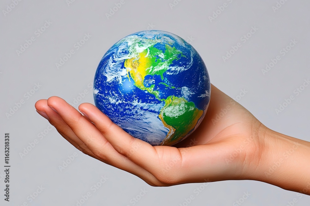 Hand Holding a Globe Representing Earth Hand Holding a Globe Representing Earth
