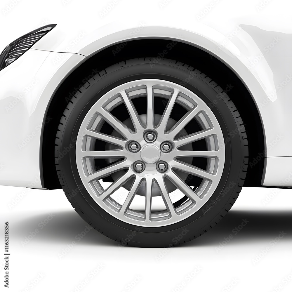 Car vehicle wheel white background. Generative Ai Car vehicle wheel white background. Generative Ai