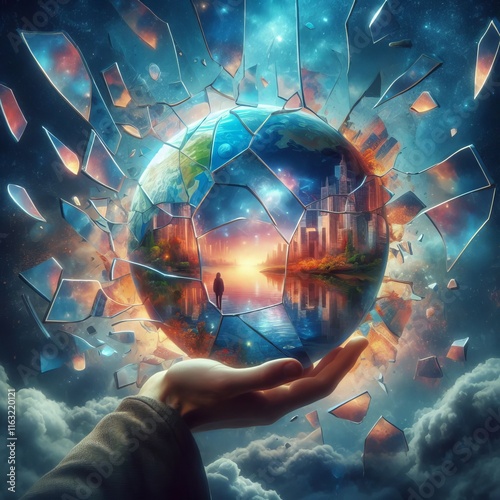 Broken Mirror World A world shattered into fragments each piece