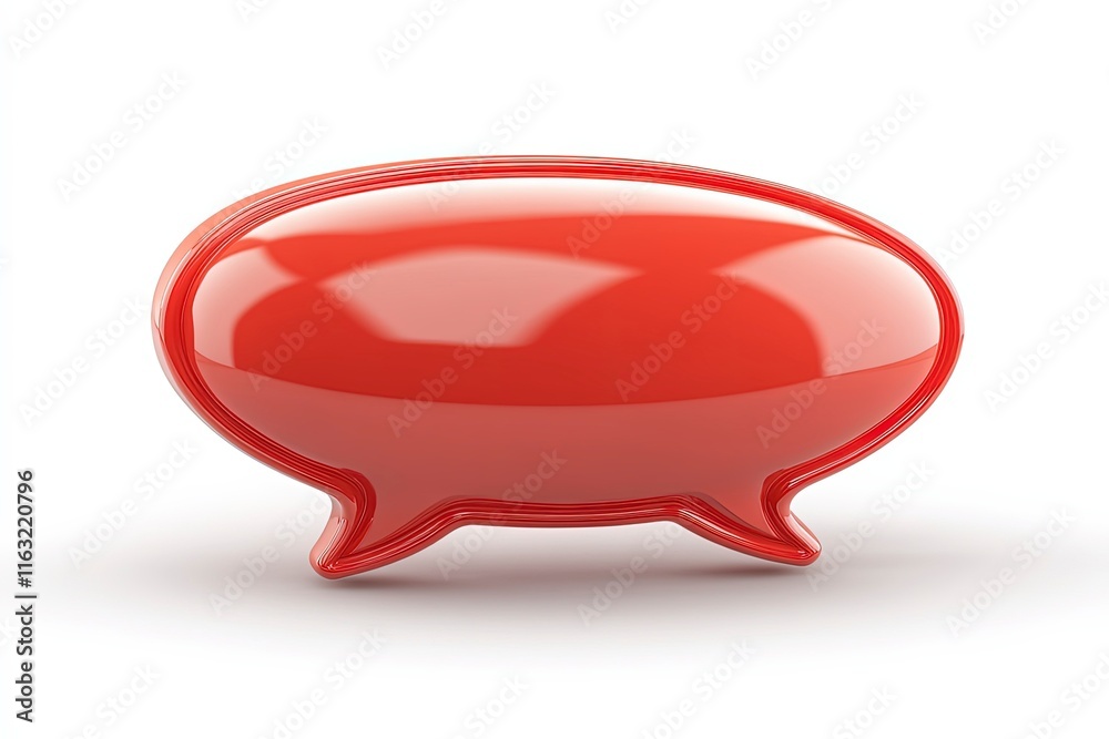 Red Speech Bubble Icon on White Background Red Speech Bubble Icon on White Background